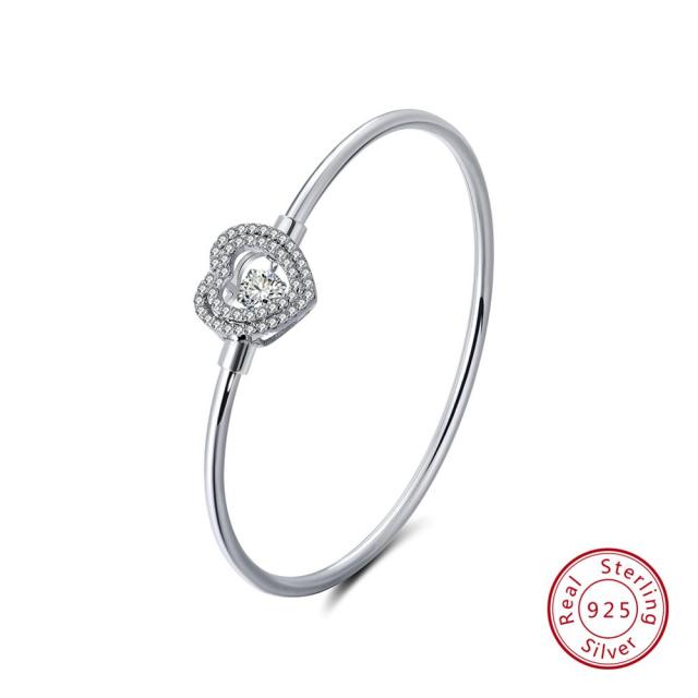 Heart charm 925 Sterling Silver Bracelet with Micro Zircon by JeweluxGems